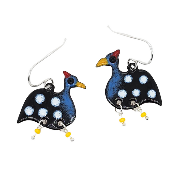 whimsical guinea fowl earrings 