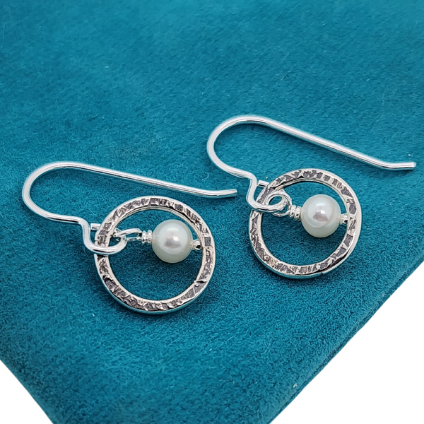 textured sterling silver circle earrings by Kathryn Riechert